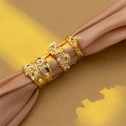 2025 Geometric Metal Irregular Gold Silver Color Finger Ring Set for Women Men Vintage Bohemian Fashion Jewelry Gifts